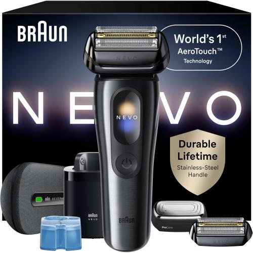 Braun NEVO Men's Electric Shaver with World's 1st AeroTouch Technology, Premium Value Kit