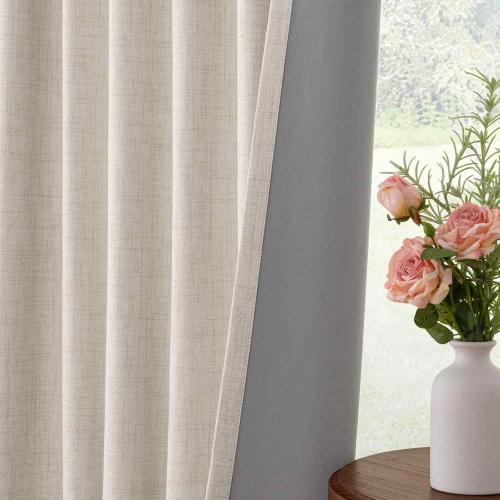 INOVADAY 100% Blackout Linen Curtains for Bedroom 50x90 Inches Cream