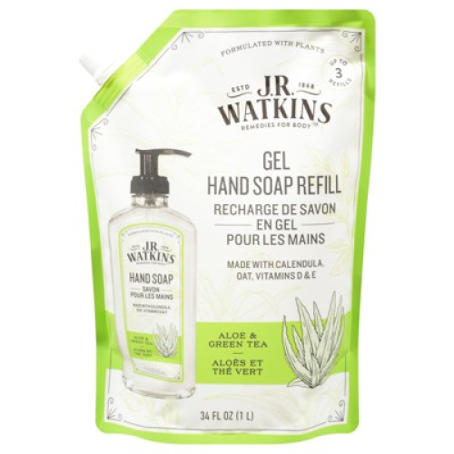 J.R. Watkins Aloe Green Tea Gel Hand Soap Refill - Case of 3/34 fz