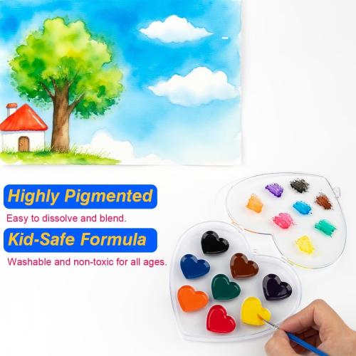 ARTLYMERS Valentines Day Gifts for Kids, 2 Pack Heart Watercolor Paint Set