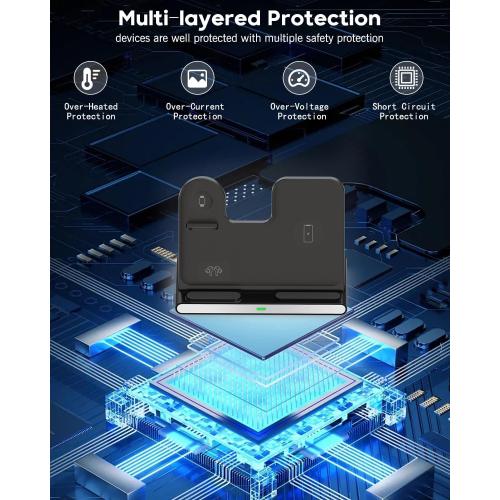 3 in 1 Wireless Charger Fast Charging Stand for Samsung,15W Foldable Phone Charger Stand Android Charging Stand for Samsung Galaxy S25/S24/S23/S22 Ultra,Z Flip 6/Flip 7,Z Fold 6/Fold 7,iPhone 17/16/15