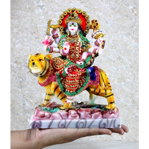 Esplanade Maa Durga MATA Rani Murti Idol Statue Sculpture for Home Mandir - Resin - 10 Inches - Multi