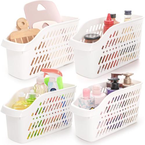 Coloch 2 Pack Plastic Under Sink Organizer with Wheels, Roll Out Bottle Organization Bins Narrow Kitchen Cabinet Organizers Multifunctional Plastic Organizer Basket for Under Sink, Kitchen, Bathroom