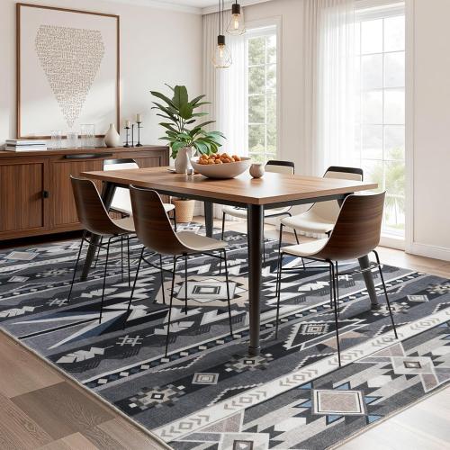 5x7 Western Rustic Aztec Area Rug for Living Room Bedroom Dining Room