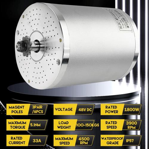 48V Motor Kit 1800W Electric Brushless DC Motor Kit 3900RPM Go Kart Motor