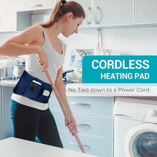 Comfytemp Cordless Heating Pad with Massager for Back FSA Eligible HSA Blue