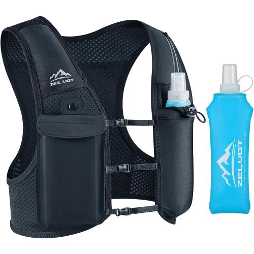 Running Vest for Women Men, USA Original Patent, Adjustable Chest Straps Running Hydration Vest with 500ml Soft Flask, Lightweight Reflective Hydration Backpack for Marathon