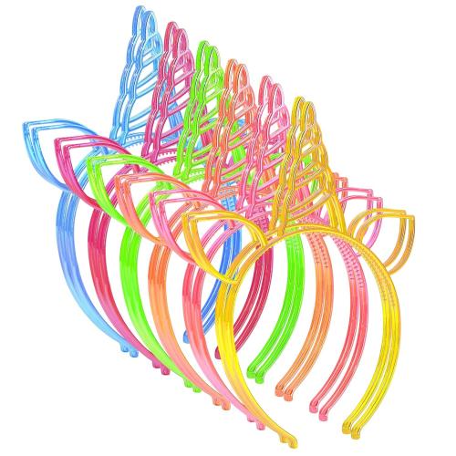 ZIRICHER Unicorn Headband, Rainbow Birthday Party Favors Crown Headband, Plastic Hairband for Party Supplies Gifts,Party Headwear Accessories for Adult