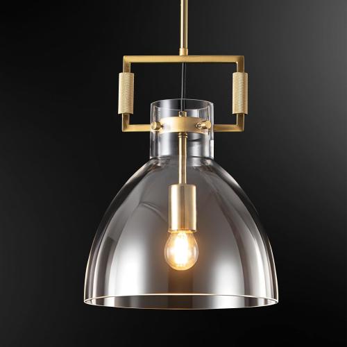 Glass Gold Pendant Lights, Adjustable Kitchen Island Pendant Lighting Fixtures with Clear Glass Shade, Hanging Light for Dining Room, Bedroom & Home Decor (Bulbs Not Included) 1 Pack