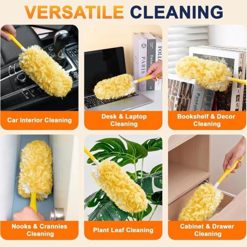 24 Count Heavy Duty Duster Refills for Swiffer Duster with 1 Handle (Yellow)