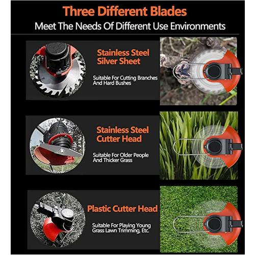 Cordless Lawn Mower with Battery and Charger,21V Lawn Trimmer Grass Edger with Two 2.0Ah Li-Ion Battery Powered & 3 Cutting Blade Types, Compact Power Tool for Lawn Yard Work, Black