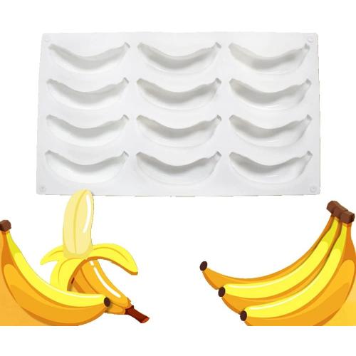 Silicone Mold Baking Pan Non-Stick Baking Pastry Chocolate Cake Dessert DIY Decoration Tools (Banana R_11.8x6.8x0.08 inch)
