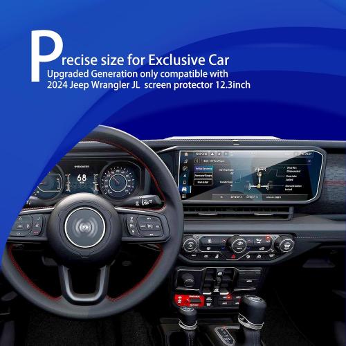 2025 2026 Jeep Wrangler Gladiator Screen Protector for 2024 2025 2026 Jeep Wrangler JL Gladiator 4xe Sport Rubicon X Sahara Willys Sport S 12.3Inch 2024 Wrangler Gladiator Accessories Tempered Glass 12.3''