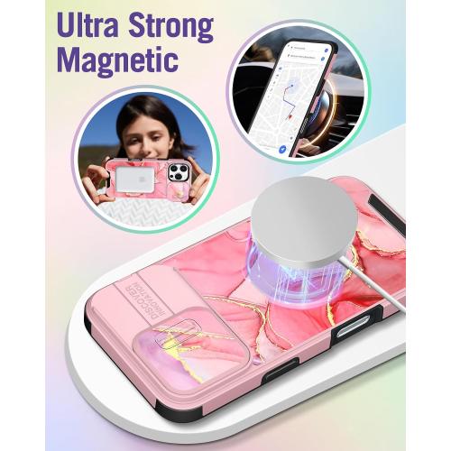 Buleens for iPhone 16 Pro Case 6.3 Inch - with Ring Stand & Camera Cover Aesthetic Cute Designed for Women Girls Pretty Girly Fashion Teens Phone Case for iPhone 16 Pro Compatible with Magsafe