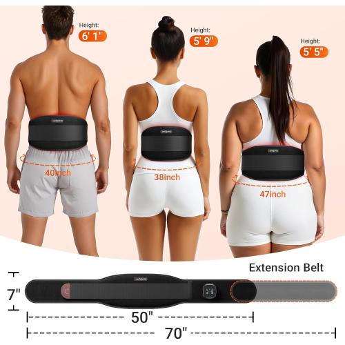Comfytemp Red Light Therapy Vibration Massage Belt, Cordless, Lower Back
