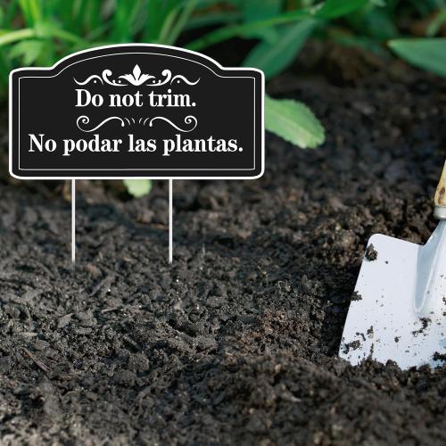 Soaoo 4 Pcs Do Not Trim Yard Signs with Stakes for Garden, Black, Elegant