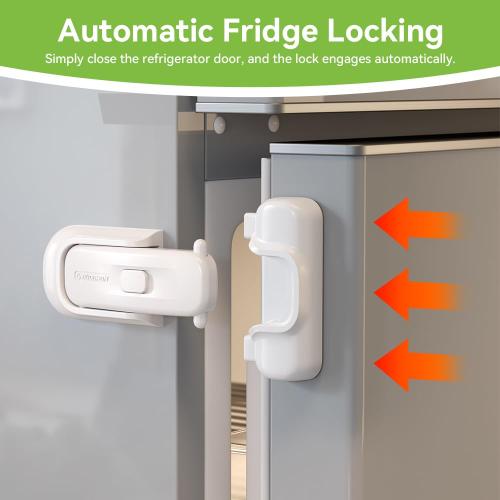 EUDEMON 1 Pack Refrigerator Lock, Child Proof Fridge & Freezer Lock for Kids & Toddlers, Easy to Install,no Tool Need or Drill (White)