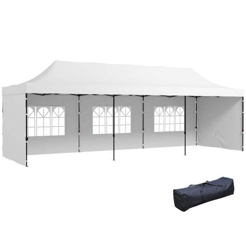 Outsunny 9.5 x 28 Pop Up Canopy Tent with Carry Bag Height Adjustable