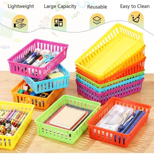 Wenqik Set of Small Plastic Baskets for Organizing, Colorful