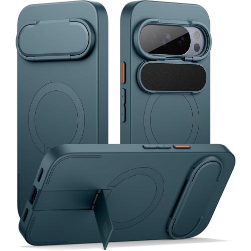 SURITCH for Google Pixel 10 Pro XL Phone Case, Compatible with MagSafe, Protective Cover with Camera Cover & Adjustable Metal Kickstand for Pixel 10 Pro XL 2025 -Lake Green