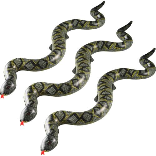 Inflatable Fake Snake Toys (3 Pack) - 39 Inch Blow Up Snakes for Pool Floats, Jungle Party, Rainforest, Reptile & Safari Theme, Inflatable Animal Party Decorations & Supplies