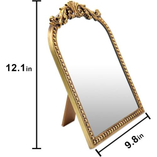 Vintage Makeup Mirror, 12.1x 9.8 Gold Arched Vanity Mirror