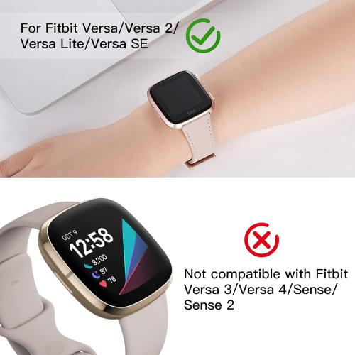 WFEAGL for Fitbit Versa Band, Top Grain Leather Band for Fitbit Versa Fitness Smart Watch (Black Band   Black Buckle)
