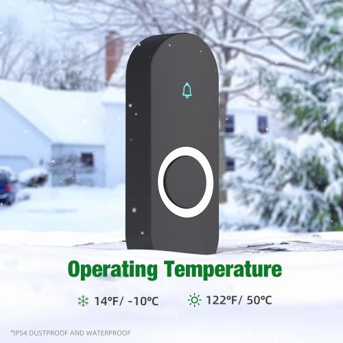 AIDA Lighted Wireless Doorbell for Home, Waterproof Battery Doorbell Wireless 1,000ft Range, 5 Volume Levels with 58 Chimes & LED Flash on Receiver (Black, 1 transmitter & 1 Receiver)