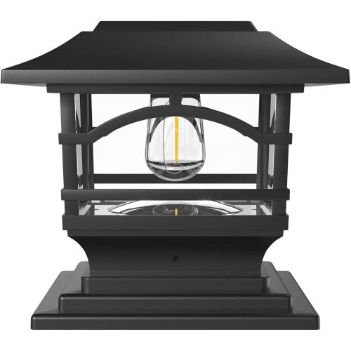 Davinci Lighting Edison Solar Outdoor Post Cap Lights - 4x4 5x5 6x6 - Bright LED Light for Fence Deck Garden or Patio Posts - Slate Black (1 Pack)