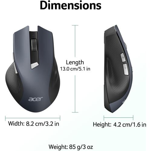 Acer Wireless Mouse for Laptop, 2.4GHz Computer Mouse 3 Adjustable 1600 DPI