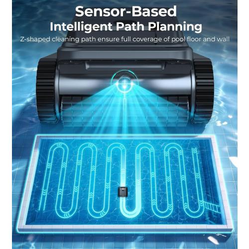Cordless Robotic Pool Cleaner for Walls & Waterline, Automatically Climbs & Cleans, No Hand-Scrubbing, Auto-Docking, 150min Runtime Pool Vacuum Robot for Inground Pools up to 2600 Sq.ft