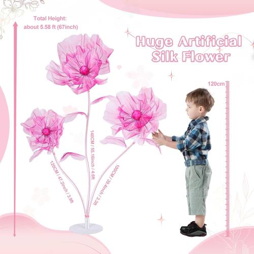 B-COOL Artificial Giant Flowers for Christmas Decoration: Red Huge Flowers 5.58 ft Large Silk Flower Faux Floral for Christmas Reception Arrangements Photographic Props Party Background Decor