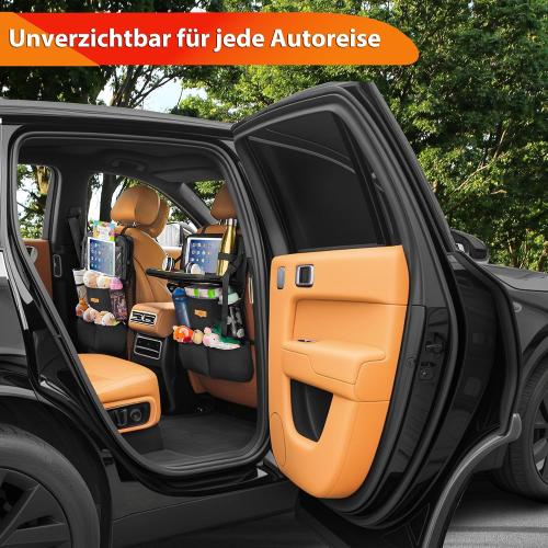 SURDOCA Backseat Car Organizer with Foldable Tray for Kids & Adults – NEW MODEL Seat Storage with Touchable Tablet Pocket, Roadtrip Essentials – Fits Most Vehicles