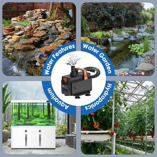 AquaMiracle 600GPH Submersible Water Pump Pond Pump(2270L/H, 35W), Water Fountain Pump Aquarium Water Pump with Flow Control for Fish Tank, Waterfall, Statuary, Filtration, Water feature, Hydroponics