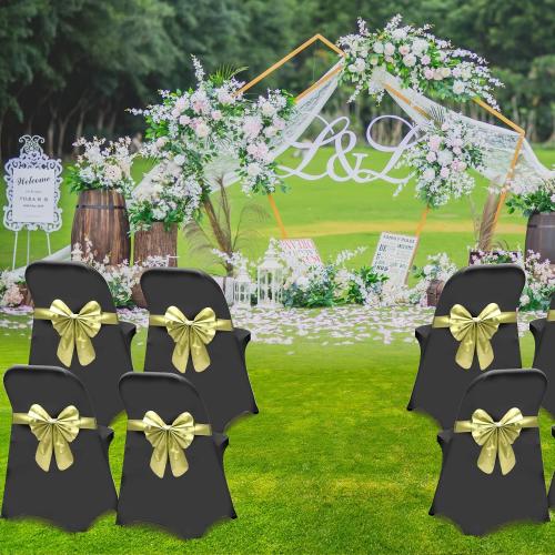 HAINARverS Folding Chair Covers for Wedding, 10pcs Stretch Spandex Washable Fabric Chair Cover, Decoration Chair Cover for Wedding, Party, Banquet, Birthday, Conference, Event(Black, 10 PCS)