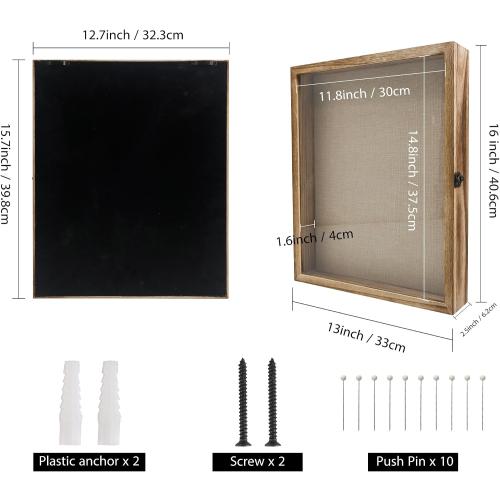 Large Shadow Box Frame 13x16 Display Case, Wood Wedding Bouquet Memory Box