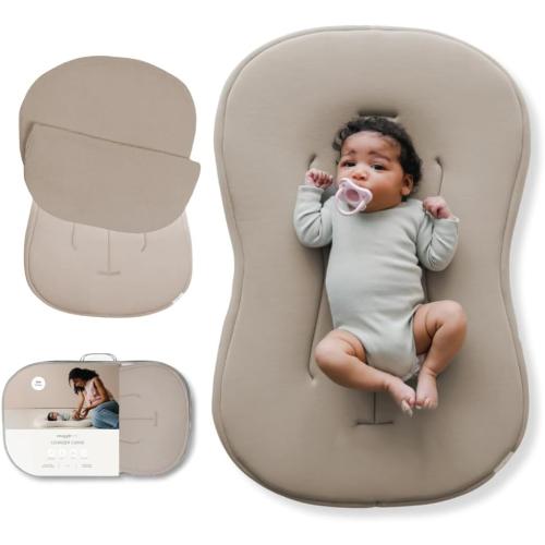 snuggle me Organic Newborn Baby Infant Lounger Pillow & Tote Bag - Birch | CSPC Compliant, Premium Organic Cotton With Snugglecore, Machine Washable Cover, Baby Nest, Baby Registry Essential