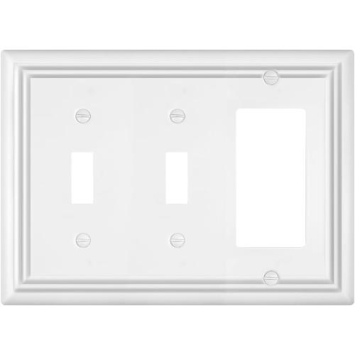 Metal Wall Plates, Decorative Switch Plates and Outlet Covers (Pure White/2 Toggle/1 Decorator 1 Pack)