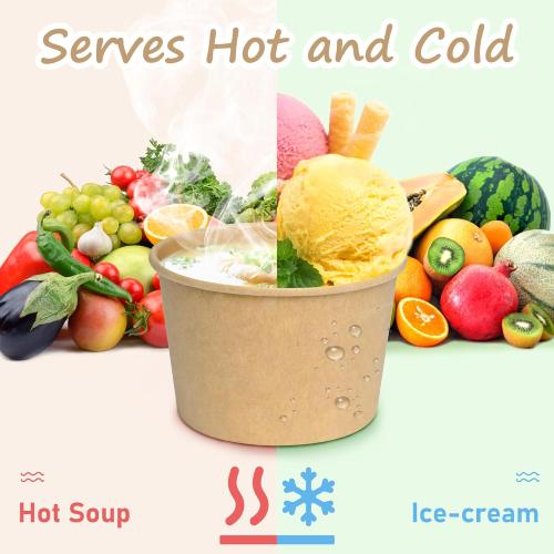 ESSENTIAL Paper Ice Cream Cups, 50 Pcs 8oz Paper Snack Bowls