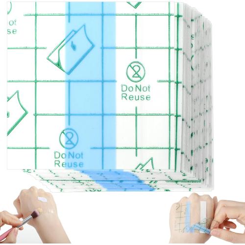 100 Pieces Makeup Mixing Palette Set Single Use Waterproof Makeup Mixing Palette Tape Disposable Foundation Mixing Tray Adhesive Artist Must Cosmetic Transparent Tape for Women(100, 8x8cm)