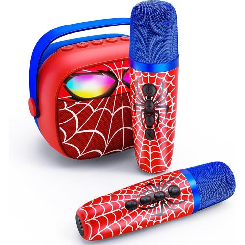 Mini Karaoke Machine for Kids,5 Voice Effects - Portable Bluetooth Speaker with 2 Wireless Mics LED Lights for Boys Girls Ages 3-12| Kids Karaoke Machine Birthday Gift Toy for Singing,Party & Play
