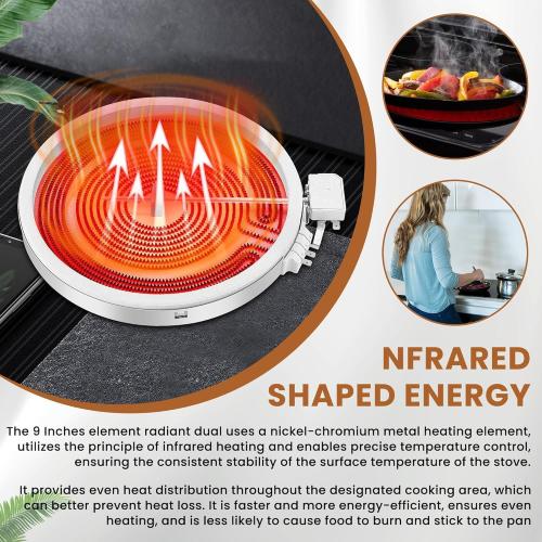 Upgraded WB30X24111 WB30T10133 Range 9 Dual Radiant Surface Element Compatible with G-E Hot-Point Electric Range 9 inch Dual Surface Burner Element, Replace 2512343818-1