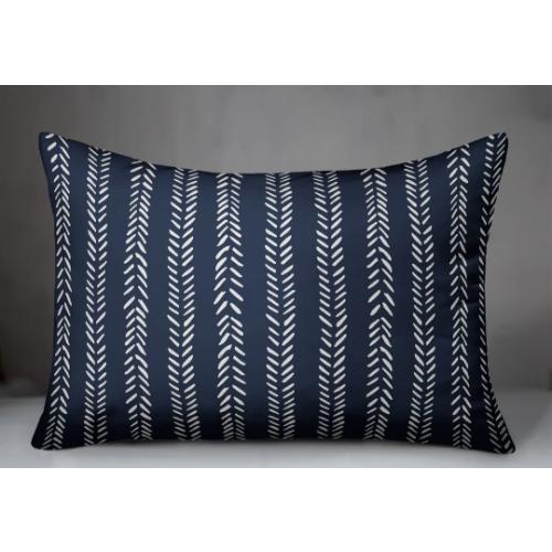 Striped Outdoor Reversible Throw Pillow Blue