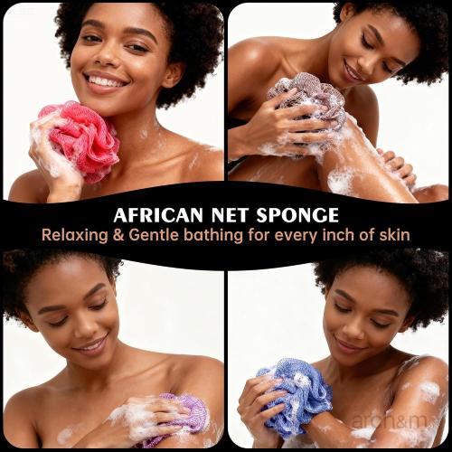 ARCH&M African Net Sponge Authentic with Knots, 2 Pack 53 Extra-Long