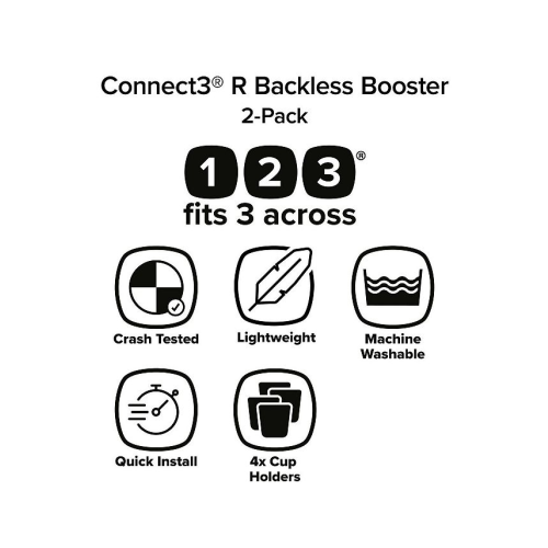 Diono Toddler Connect3 R - Pack of 2 Backless Booster Car Seats - Black - ONE SIZE