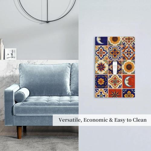 Decorative Light Switch Cover Plate Colorful Mexican Talavera Tile 1 Gang Single Toggle Wall Plates for Electrical Outlets Outlet Covers Switch Plate Covers Faceplate for Kitchen Home Decor