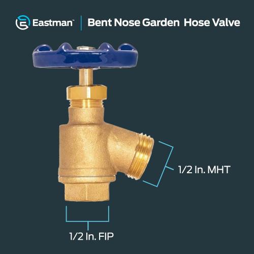 Eastman Bent Nose Garden Hose Valve, 1/2 in FIP x 1/2 in MHT, Brass, 20251