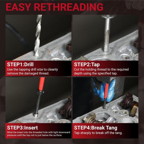 M10×1.0 Helicoil Thread Repair Kit, Thread Repair Tool with HSS Drill Bit & Thread Inserts, Metric Thread Repair Installation Kit for Rethreading Internal Threads with Carry Case