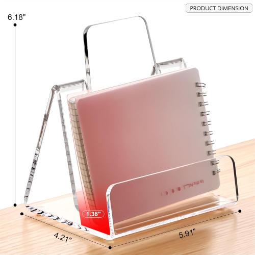 HeZone Acrylic Brochure Holder 5x6 Inch,Clear Pamphlet Holder Display Stand for Trifold 4&5&6 Inch Flyers,Pamphlets,Booklets,Menu,Leaflets for Office,Home,Store,1 Pack,A5