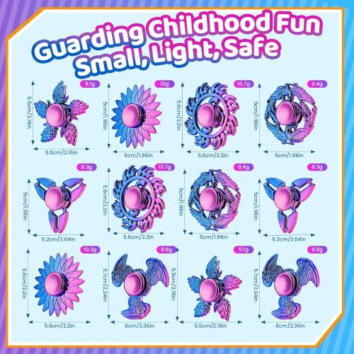 12 Pack Fidget Spinner, Fidget Spinners Bulk Sensory Fidget Toys for Kids and Adults, Stress Relief Toy and Anxiety Reducer, Goodie Bag Fillers Classroom Prizes